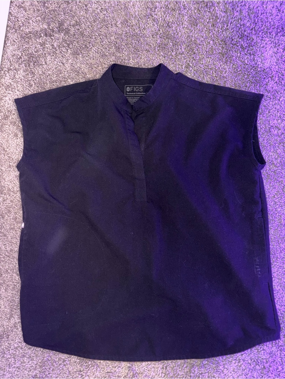 FIGS Black Mandarin Collar Medical Top